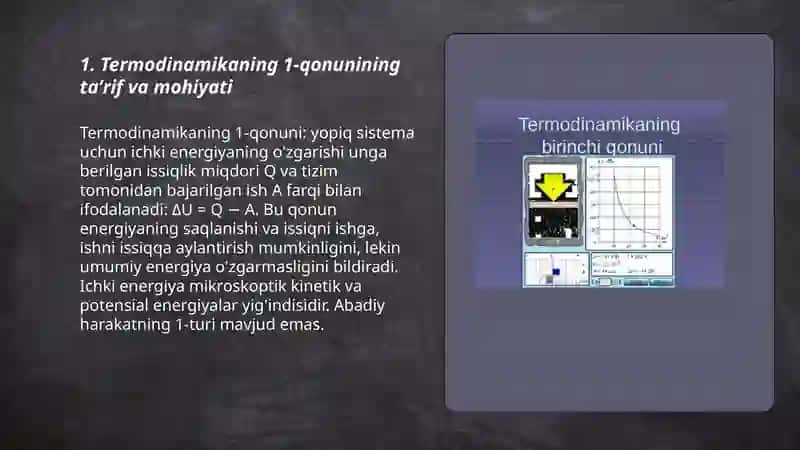 Termodinamikaning 1-qonuni.Ichki energiya 3