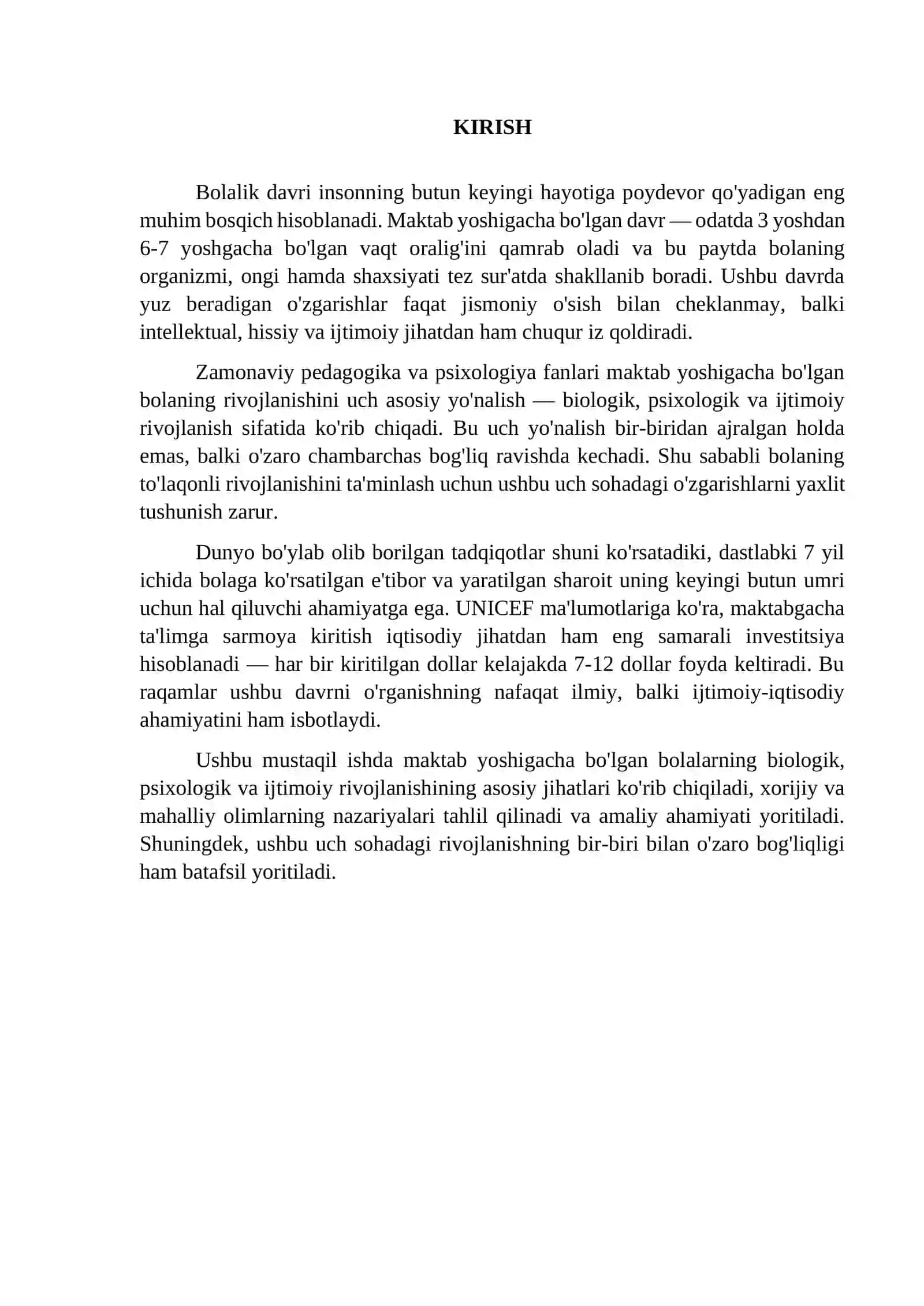 Maktab yoshigacha bo'lgan bolalarning biologik,
psixologik va ijtimoiy rivojlanishining asosiy jih 3