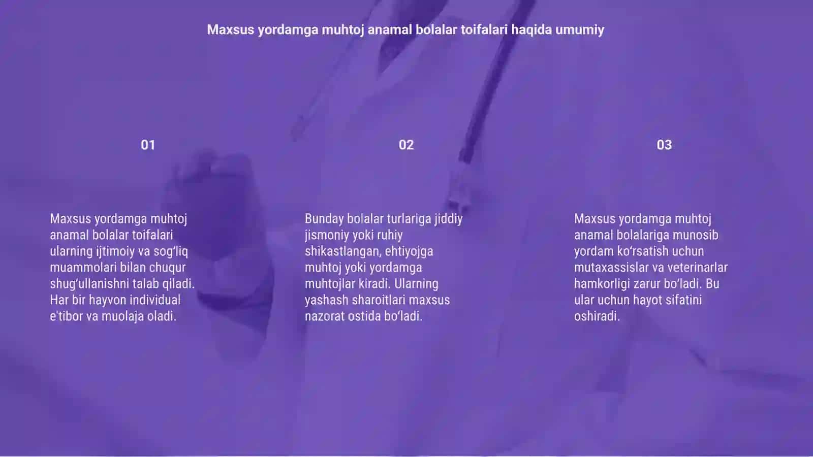 Maxsus yordamga muhtoj anamal bolalar toifalari 3