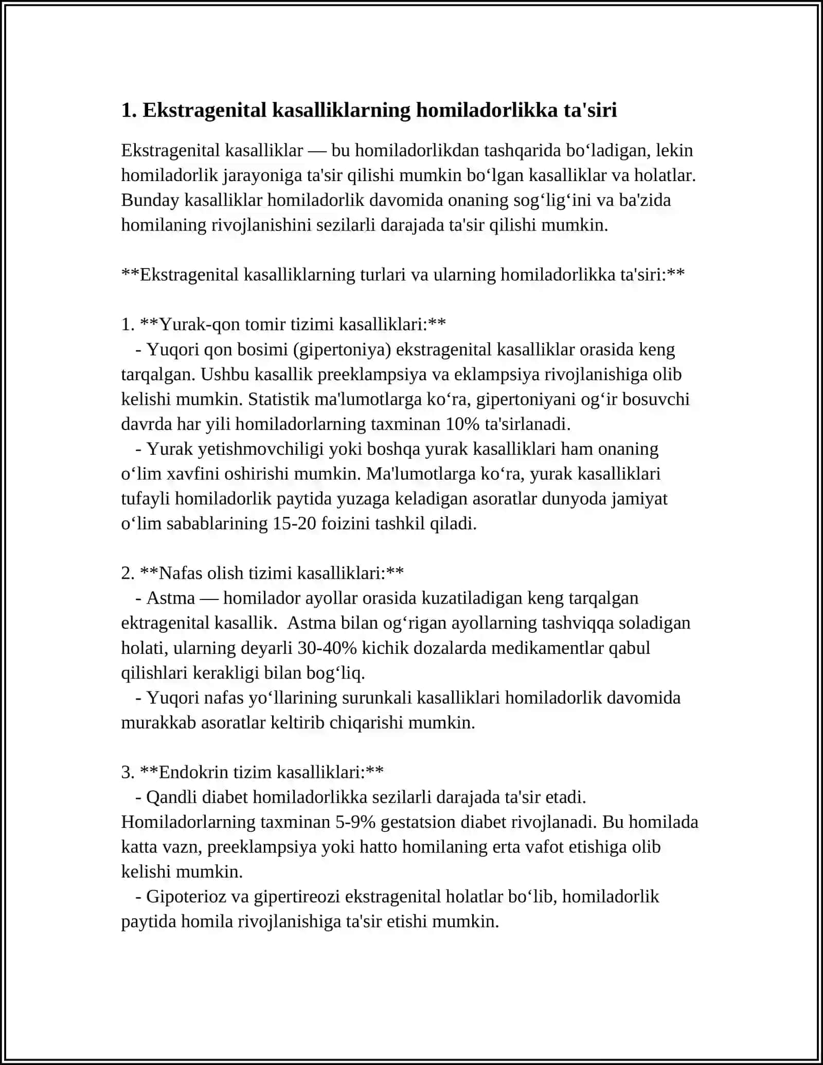 EKSTRAGENETAL KASALLIKLARDA HOMILADORLIK VA TUGʻRUQNING KECHISHI 3