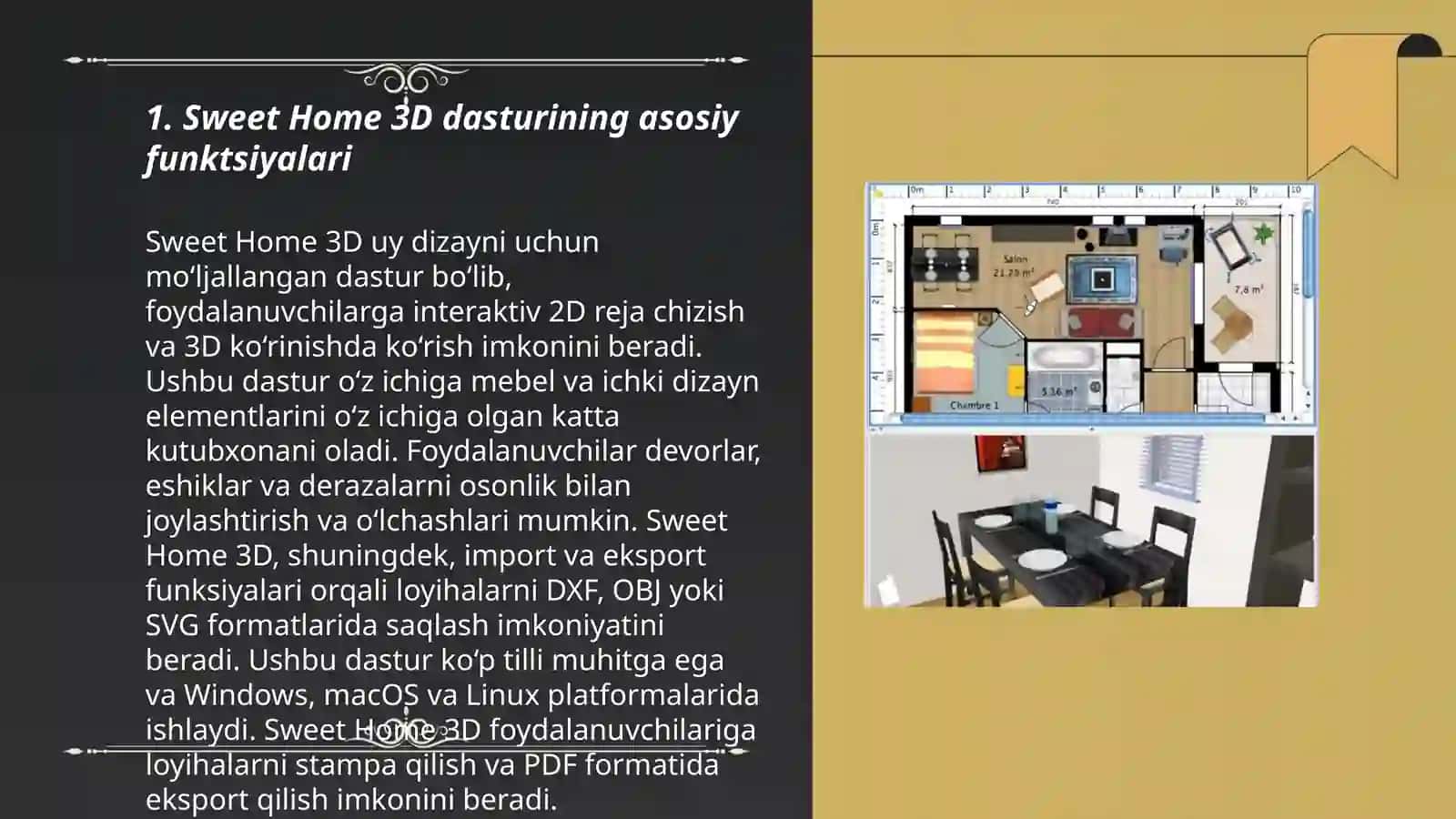 Sweet Home 3D grafik dasturining imkoniyatlari va qo‘llanilishi 3