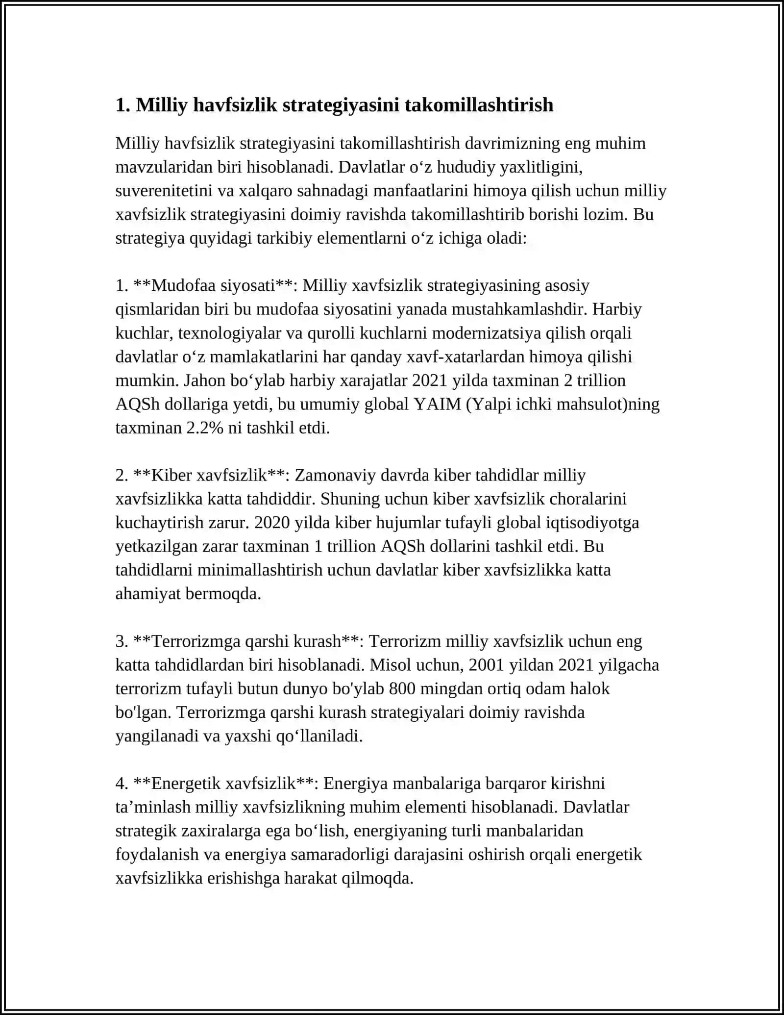 MILLIY HAVFSIZLIKNI TA'MINLASH BORASIDA AMALGA OSHIRILAYOTGAN ISHLAR 3