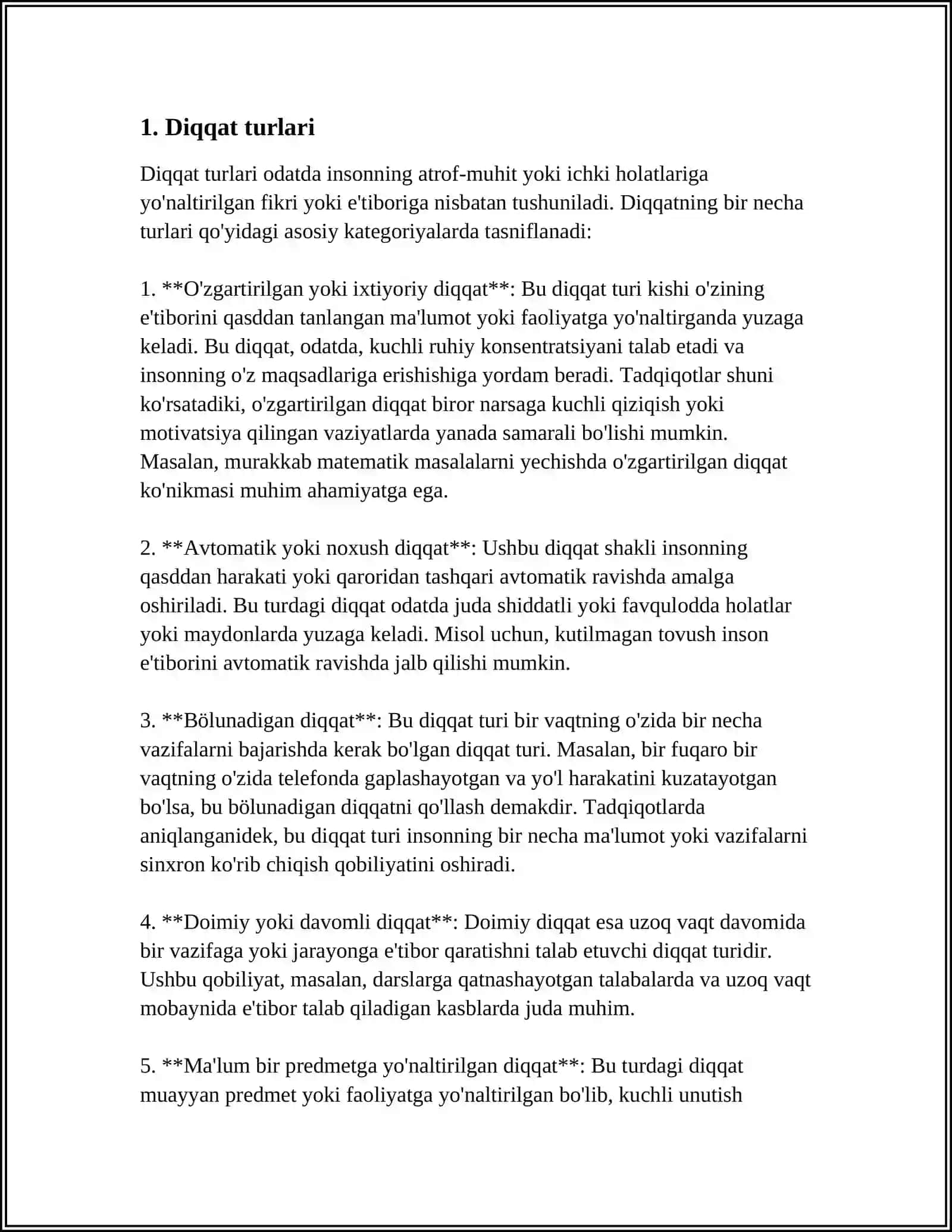 DIQQAT TURLAR VA UNING XUSUSIYATLAR 3