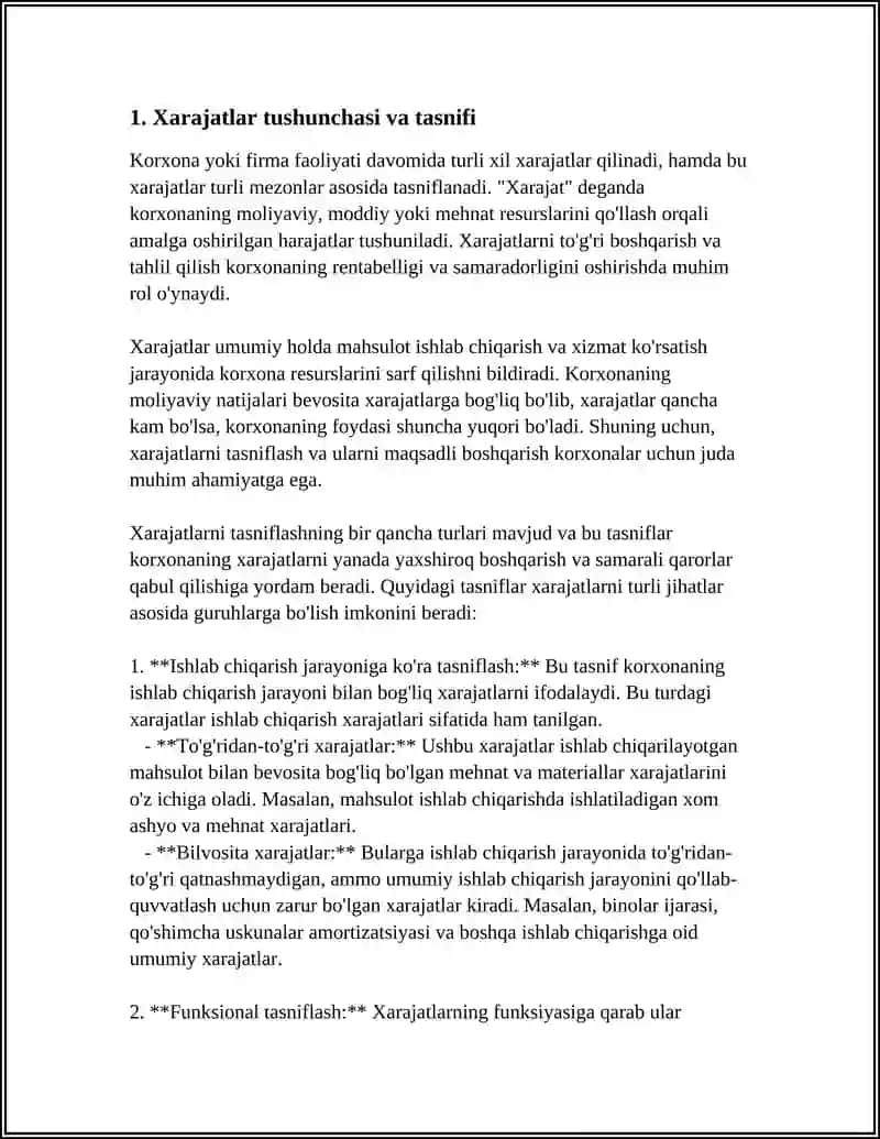 KORXONA (FIRMA) XARAJATLARI VA ULARNING TURLARI. FOYDA 3