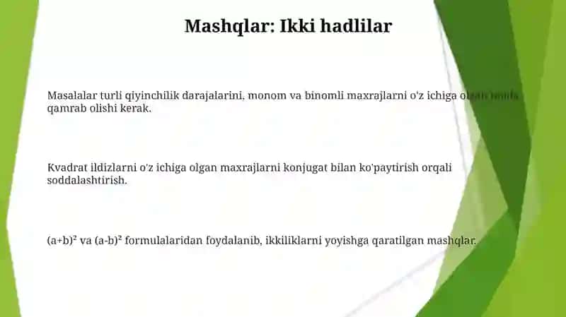 Maxrajlarni soddalashtirish 3