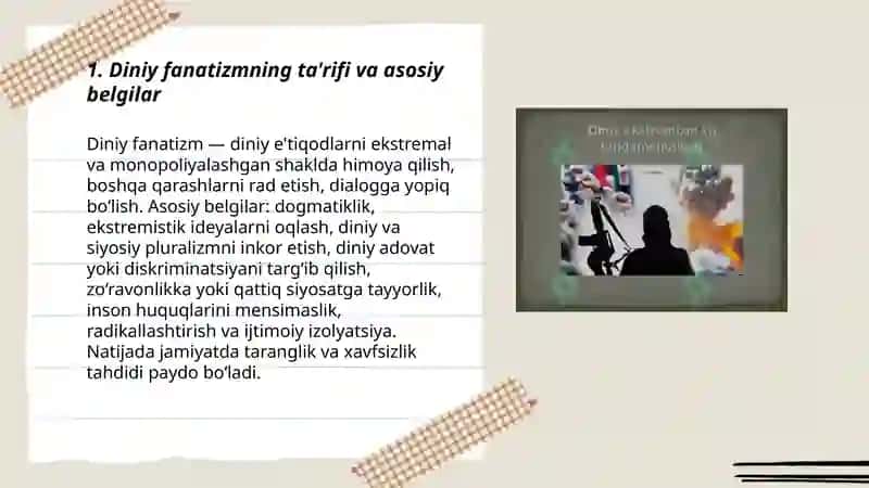 Diniy fanatizm ekstremizm fundamentalizm va uning oqibatlari 3