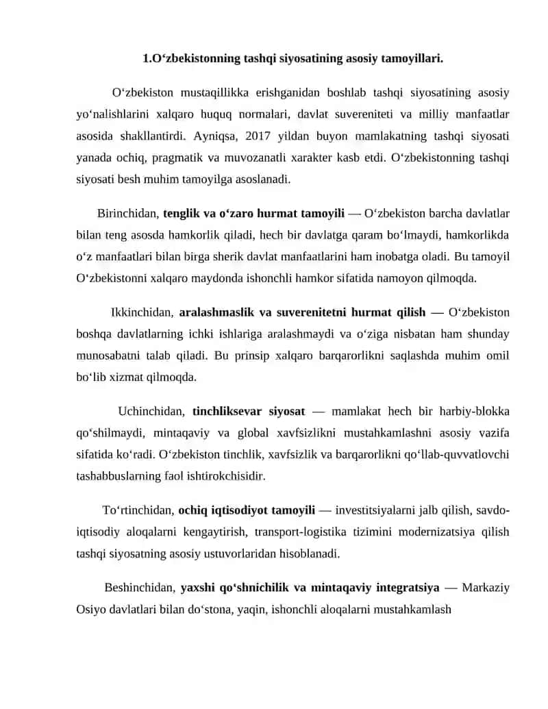 O‘zbekistonning xalqaro maydondagi faol tashqi siyosati 3