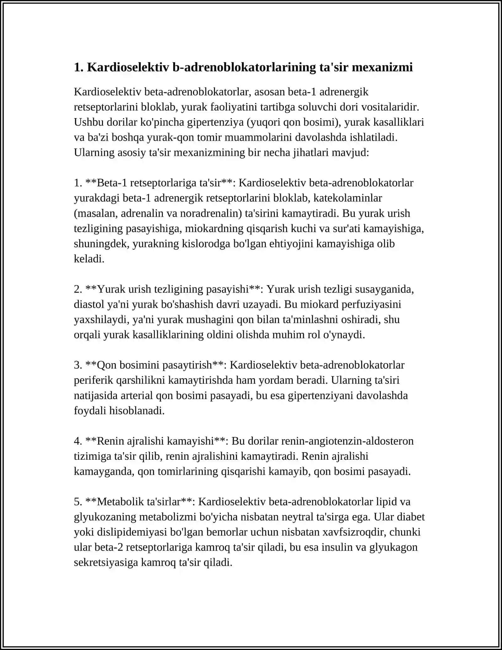 KARDIOSELIKTIV B-ADENOBLOKOTORLARNING AFZALLIGI 3