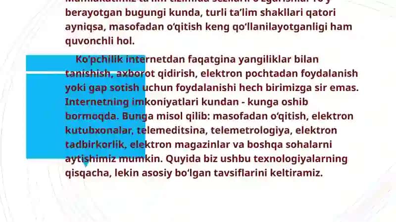 Masofaviy ta’lim va uning xususiyatlari, qulayligi 3