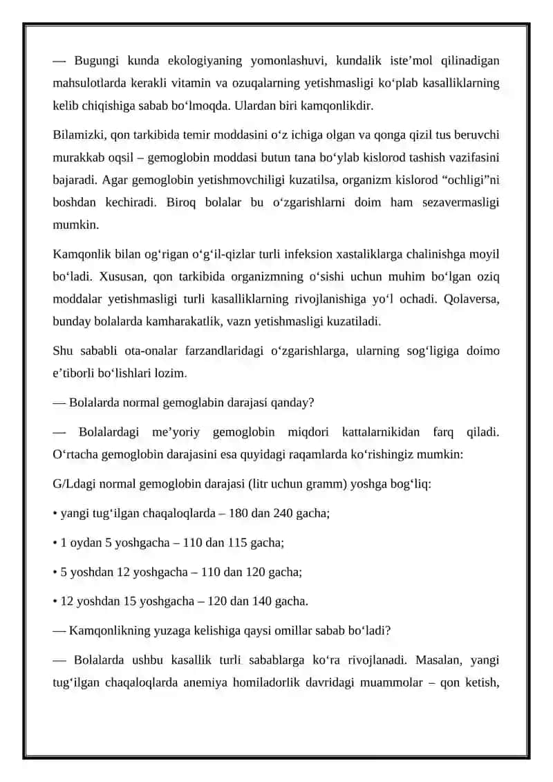 Kamqonlik (Anemiya) 3