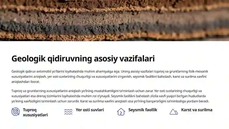 Avtomobil yo'llarini loyihalashda qidiruv ishlari 3
