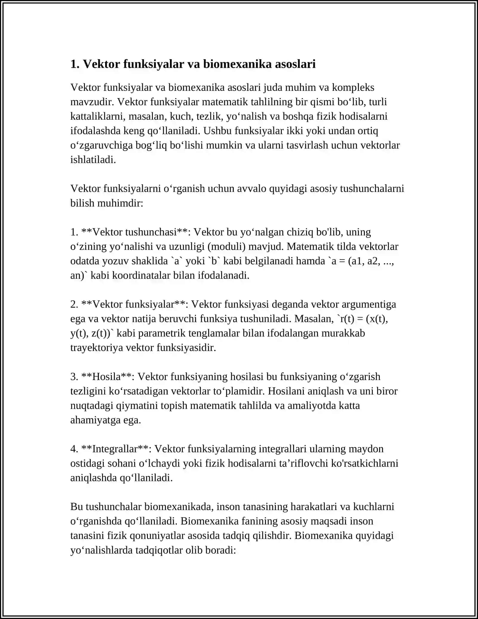 VEKTOR FUNKSIYALARNING BIOMEXANIKA SOHASIDA TATBIQLARI 3