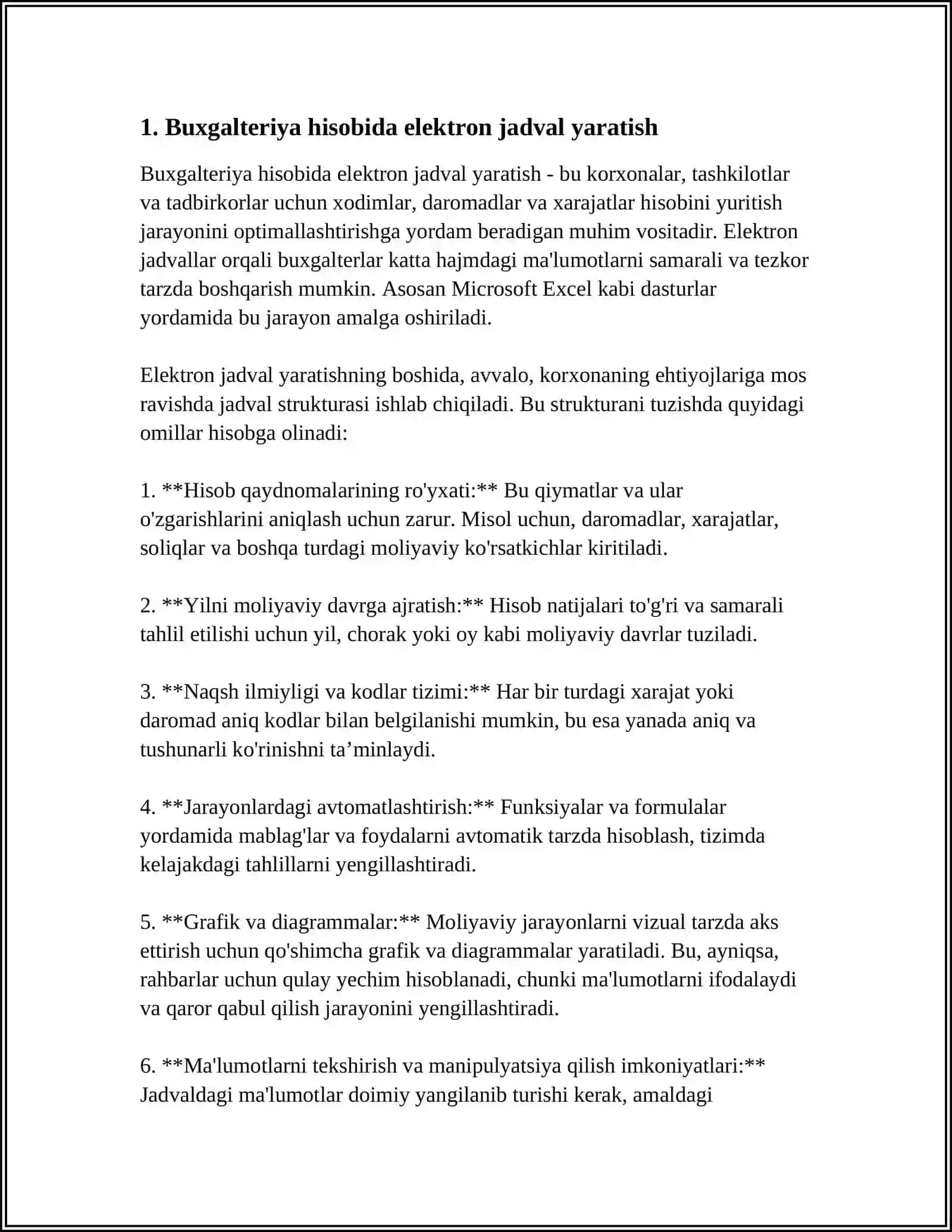 BUXLAGTERIYA HISOBI-KITOBLARIDA ELEKTRON JADVALDAN FOYDALANILGAN HOLDA MISOLLAR YECHISH 3