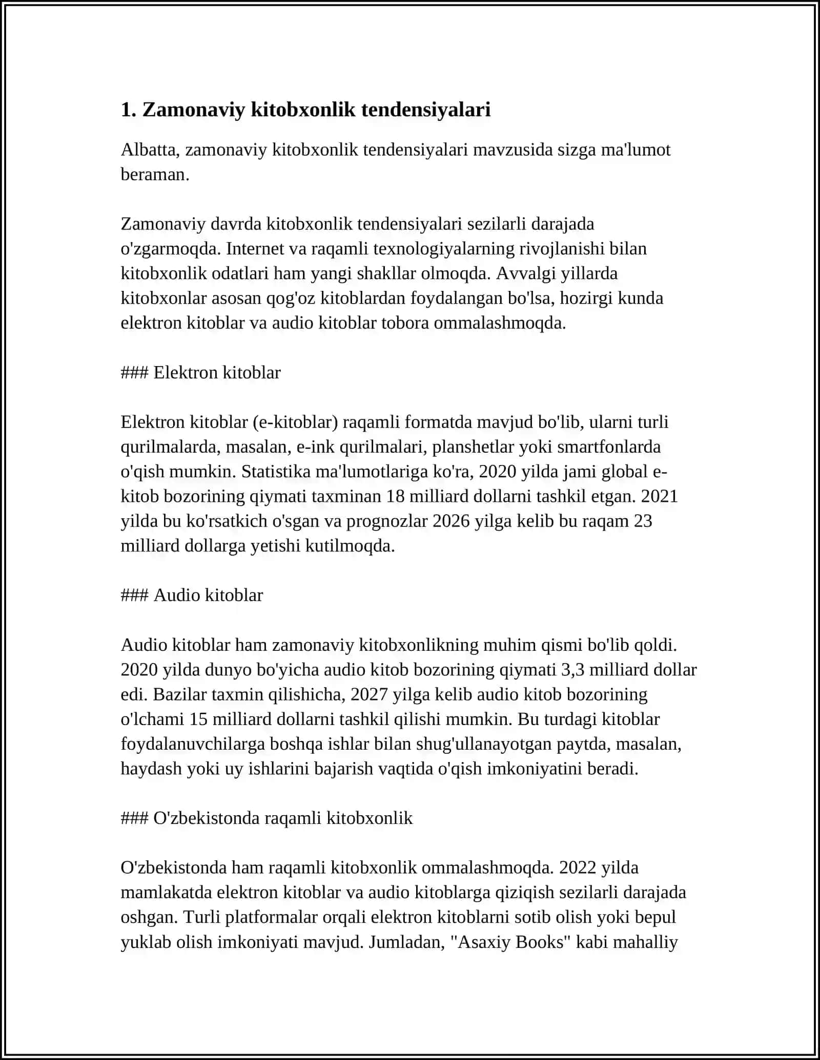 MUSTAQIL ISH Mavzu: JAMOAT KUTUBXONALARI VA AHOLINING AHBOROTGA BO'LGAN EXTIYOJI 3