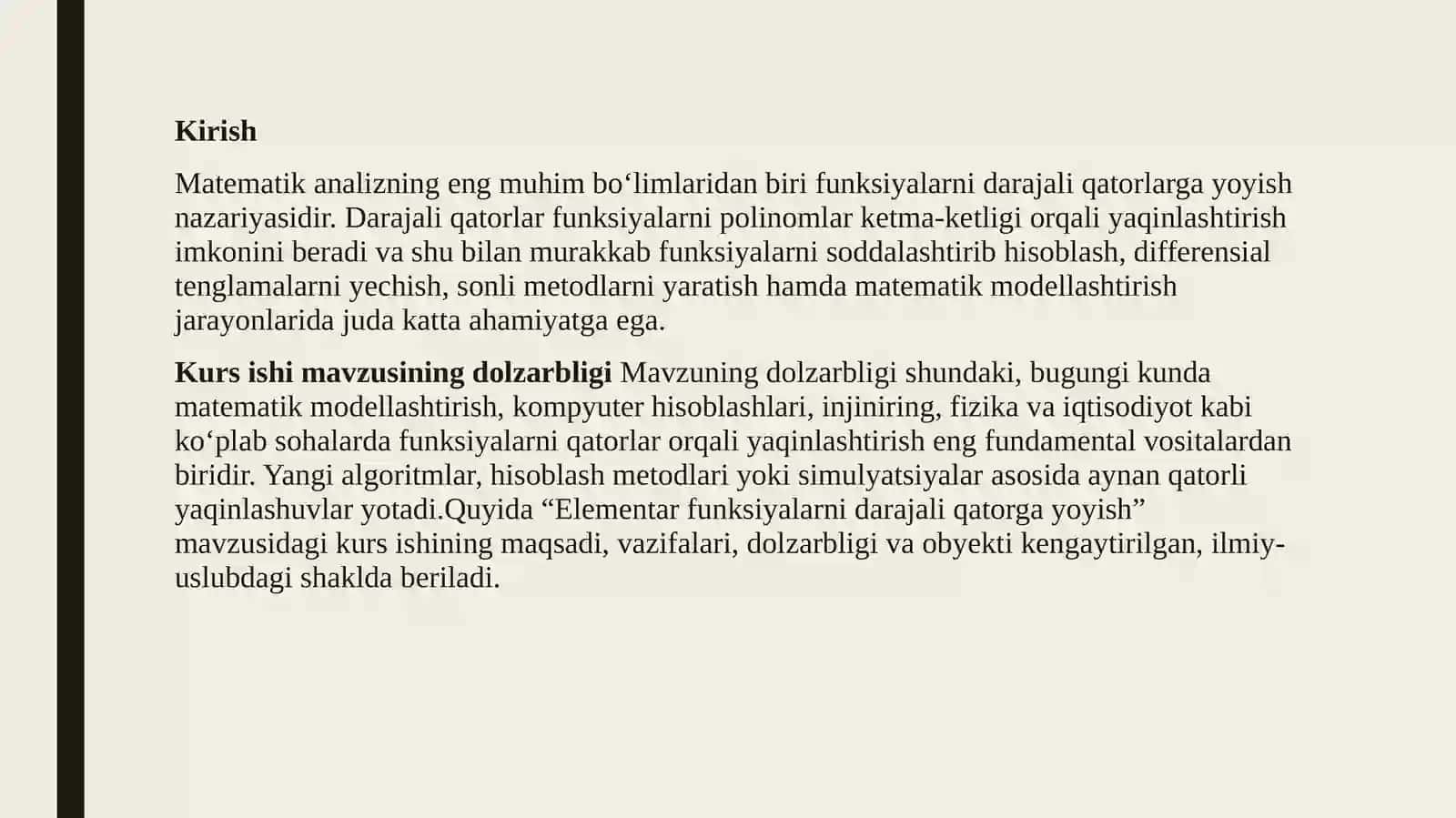 Matematika Analizi Elementar Funksiyalarni Darajali Qatorlar Ga Yoyish 3