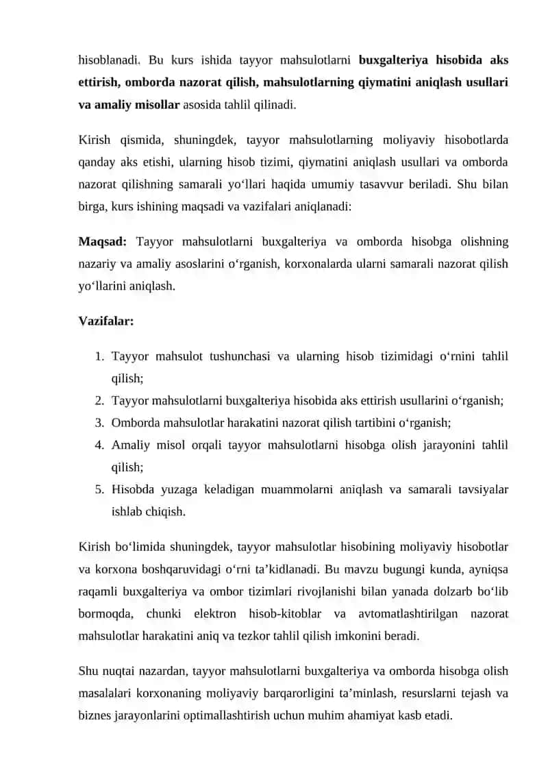 Tayyor mahsulotlarni buxgalteriya va omborda hisobga olish 3