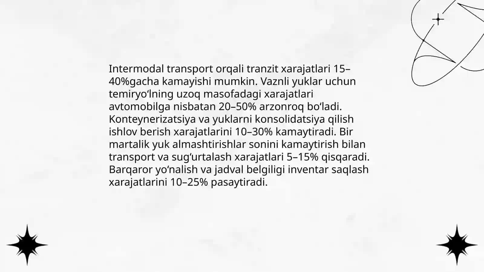 Intermodal va multimodal transport texnologiyalari asosiy afzaliklari 3