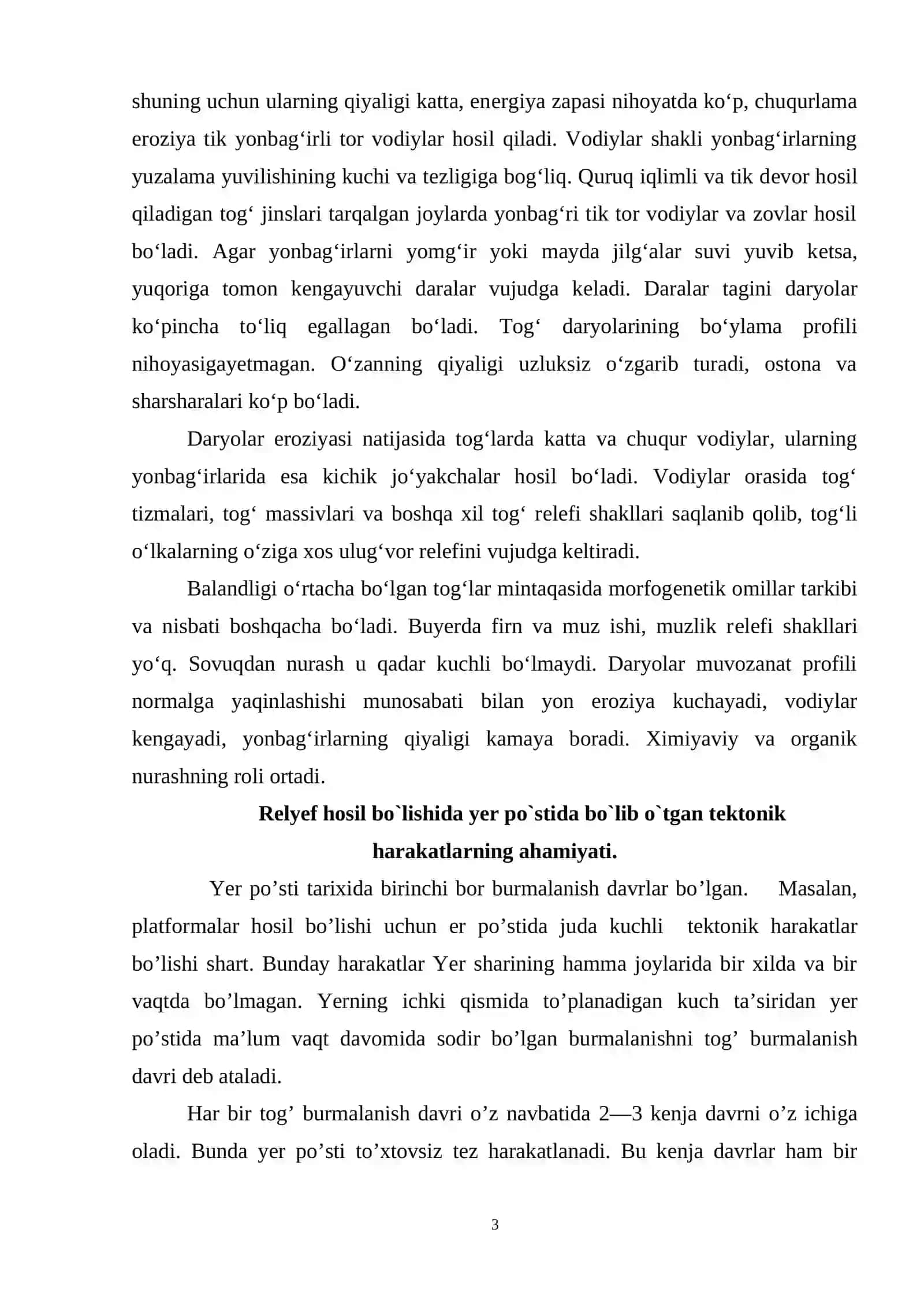 Yer yazasining asosiy relyef shakllari 3