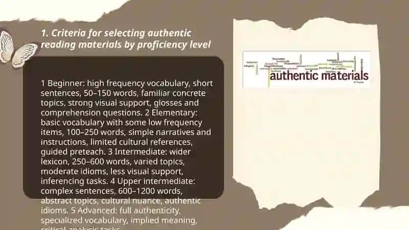 Choosing and Applying Reading Materials in the Classroom Role of Authentic Materials 3