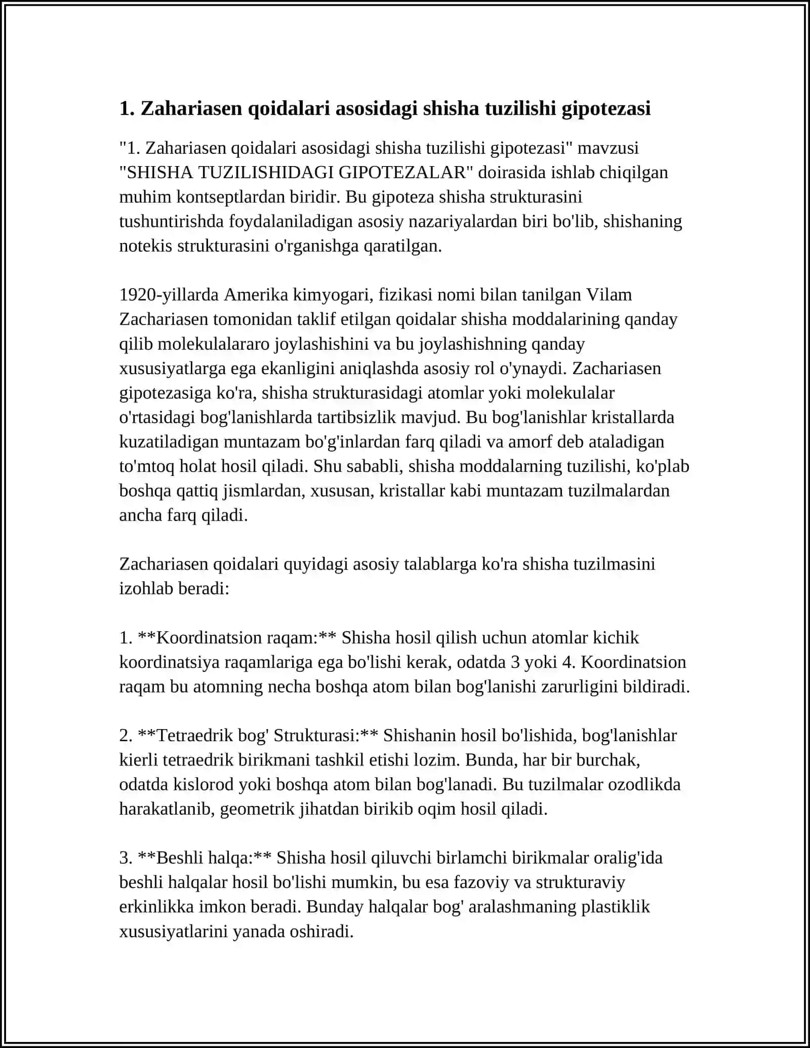 SHISHA TUZILISHIDAGI GIPOTEZALAR 3