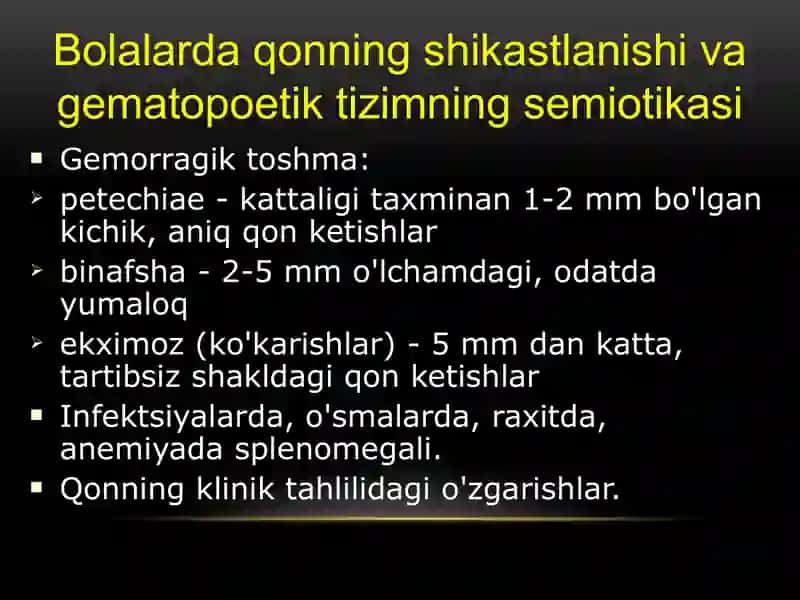Bolalarda qon va qon aylanish a'zolari kasalliklari semiotikasi 3