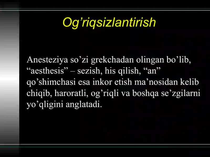 Stomatologiyada og’riqsizlantirish - anesteziya 3