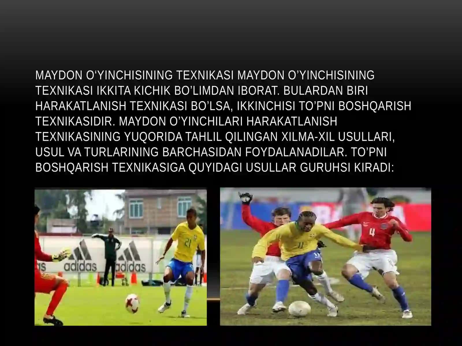 Futbol o’yin mashqlar texnikasi va taktikasi usullarini o’rgatishni takomillashtirish hamda mahoratini oshirish 3
