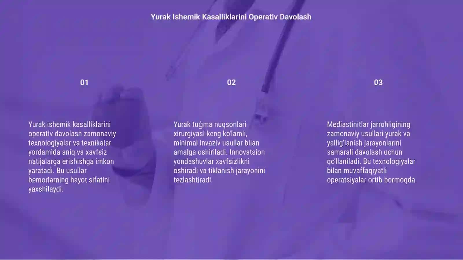 Yurak ishemik kasalliklarini operativ davolashning zamonaviy usullari 3