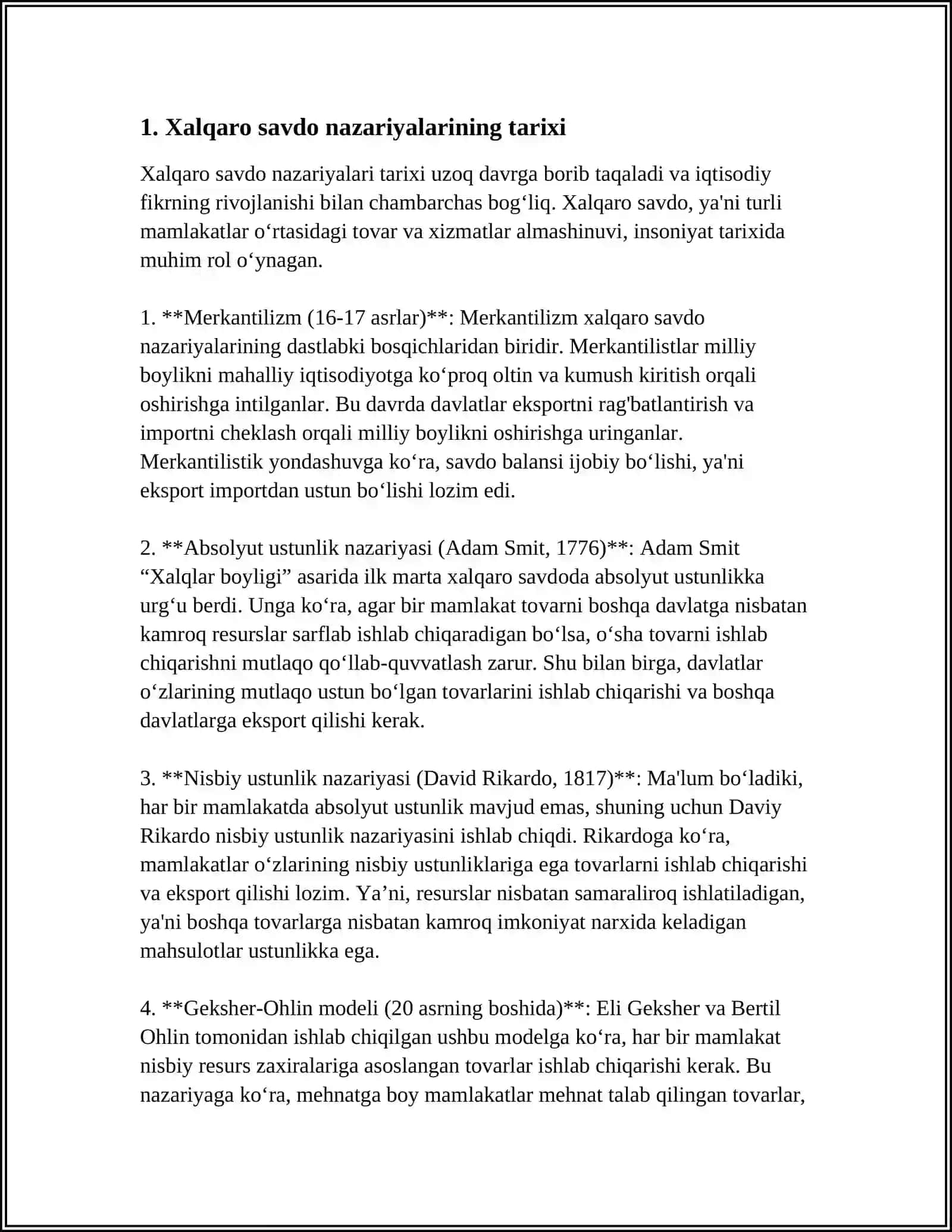 XALQARO SAVDO NAZARIYALARI 3