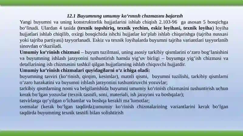Yig‘ish chizmalarini bajarish, o’qish va detallarga ajratish 3