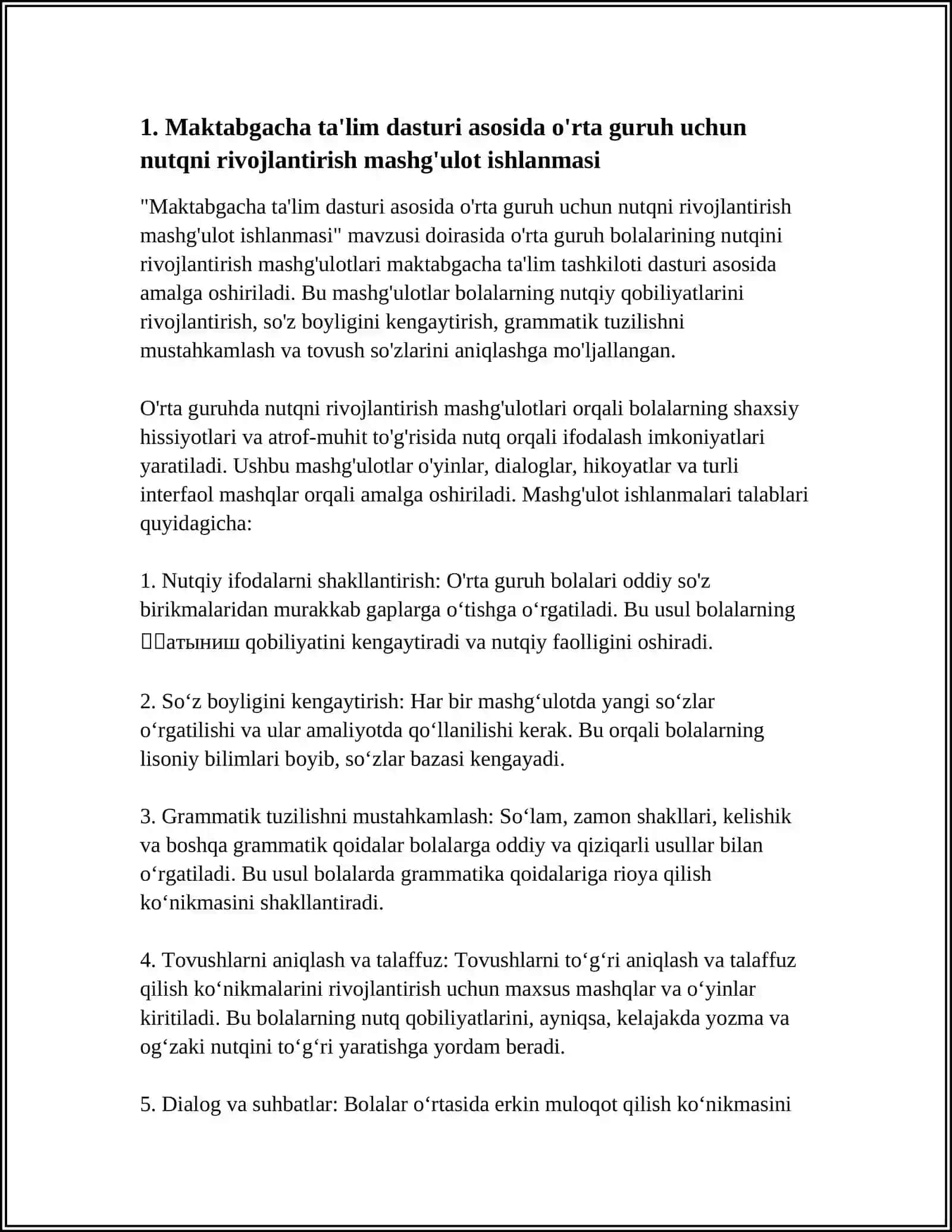 MAKTABGACHA TA'LIM TASHKILOTI DASTURI ASOSIDA MASHG'ULOT ISHLANMASINI TAYYORLASH (O'RTA GURUH) 3