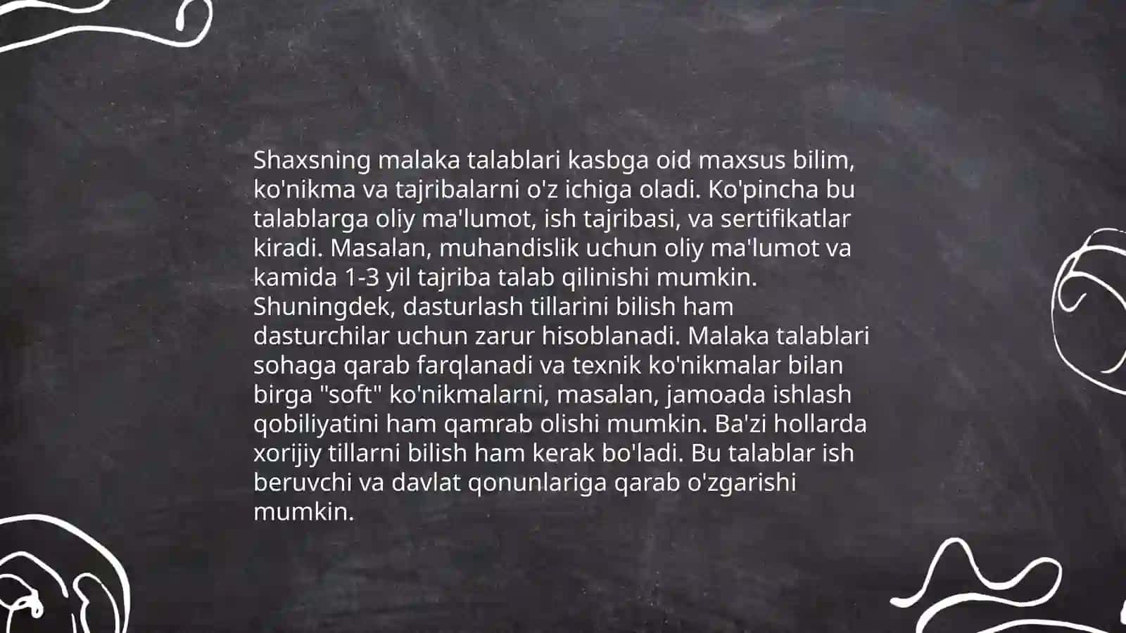 Shaxsning malaka talablari 3