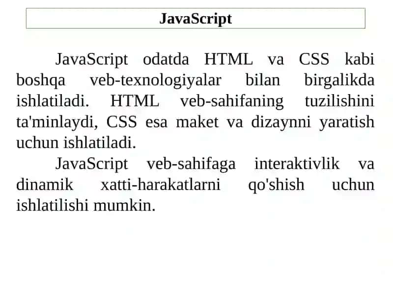 JavaScriptga kirishJavaScriptasoslari 3