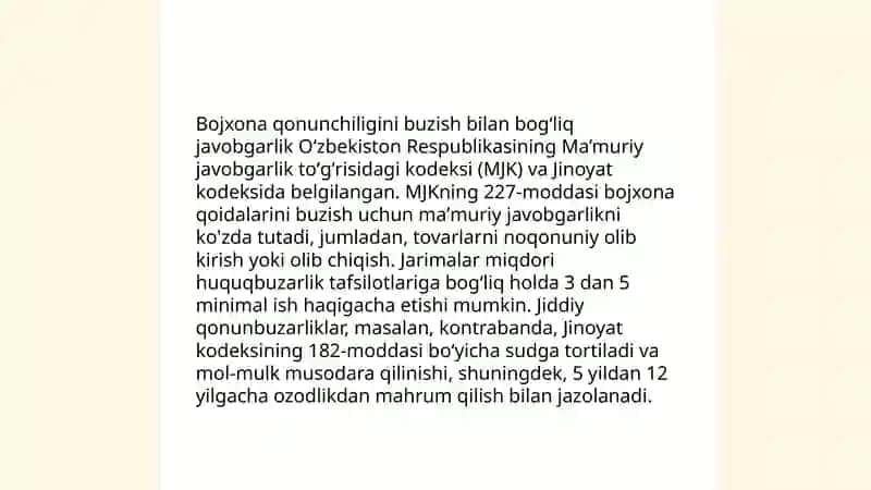 Bojxona qonunchiligini buzish bilan bog‘liq javobgarlik 3
