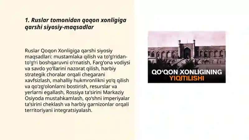 Ruslar tomonidan qoqon xonligining bosib olinishi 3
