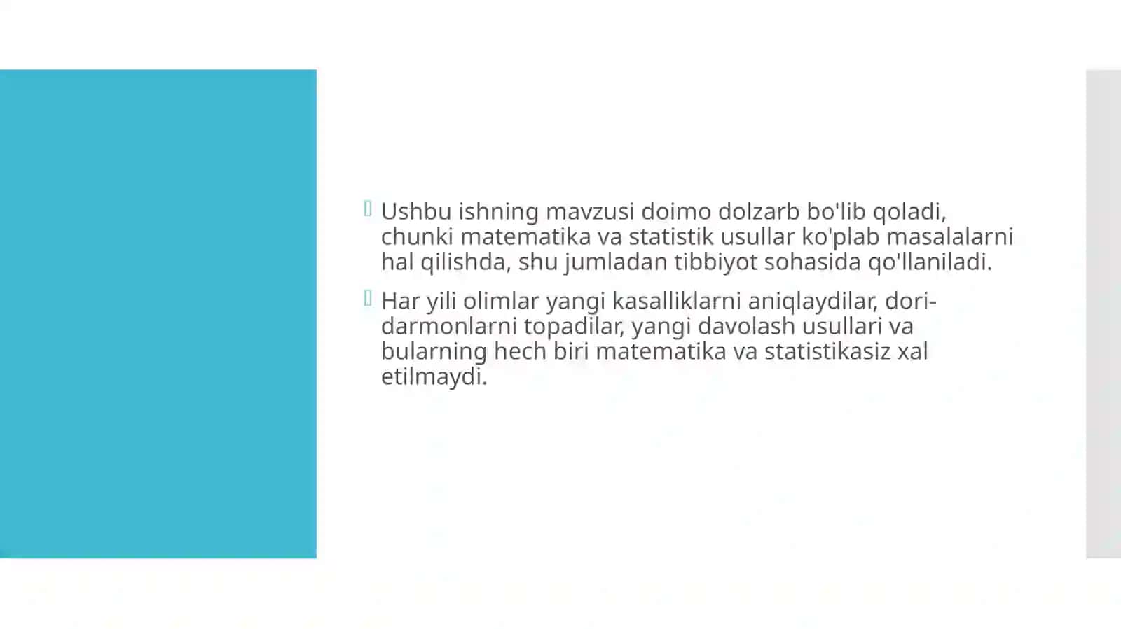 Tibbiy axborotlarga ishlov berish statistik usullar 3