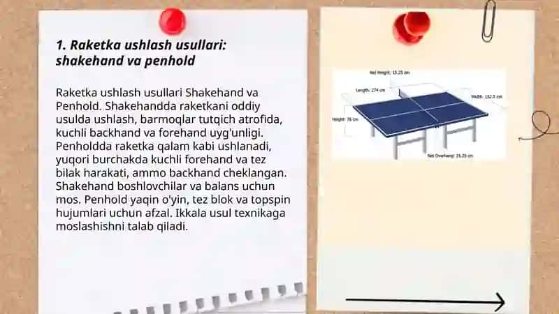 Raketka ushlash usullari: shakehand va penhold 3