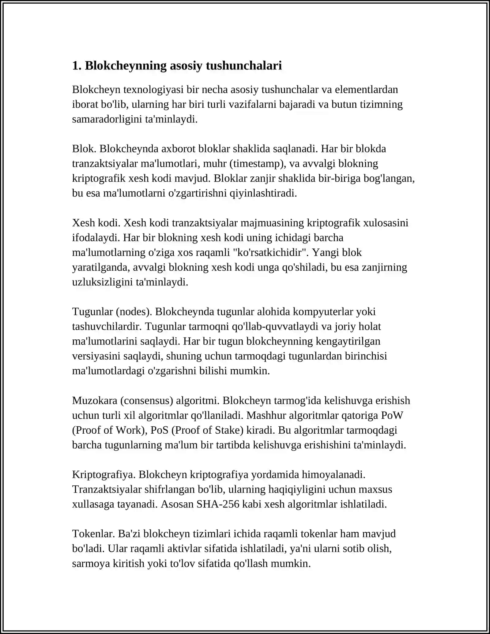 BLOKCHEYIN VA KRIPTOVALYUTA TEXNOLOGIYASI 3