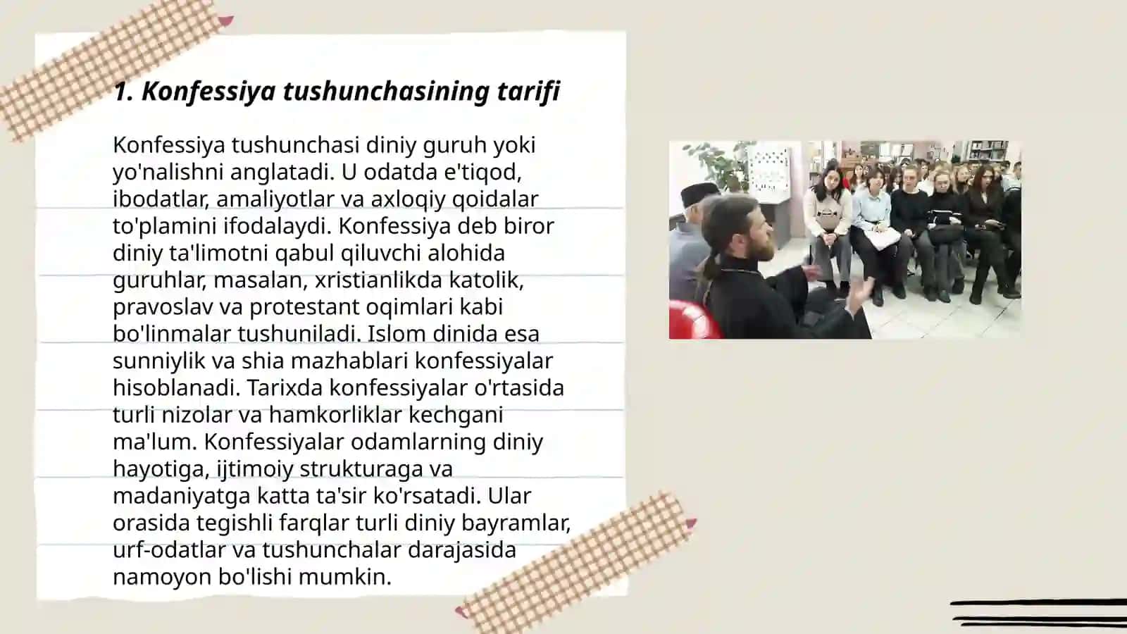 Konfessiya tushunchasining mohiyati va Oʻzbekistonda faoliyat yurutuvchi konfessiyalar 3