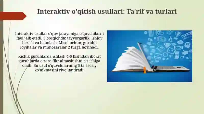 Ta'limning interfaol usullari. Dars òtish texnologiyalari 3