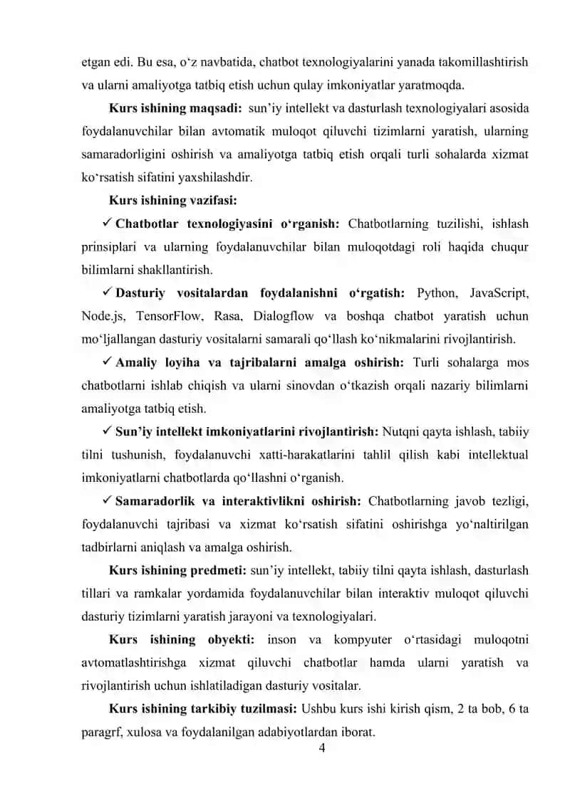CHATBOTLAR VA ULARNI YARATISH UCHUN DASTURIY VOSITALAR 3