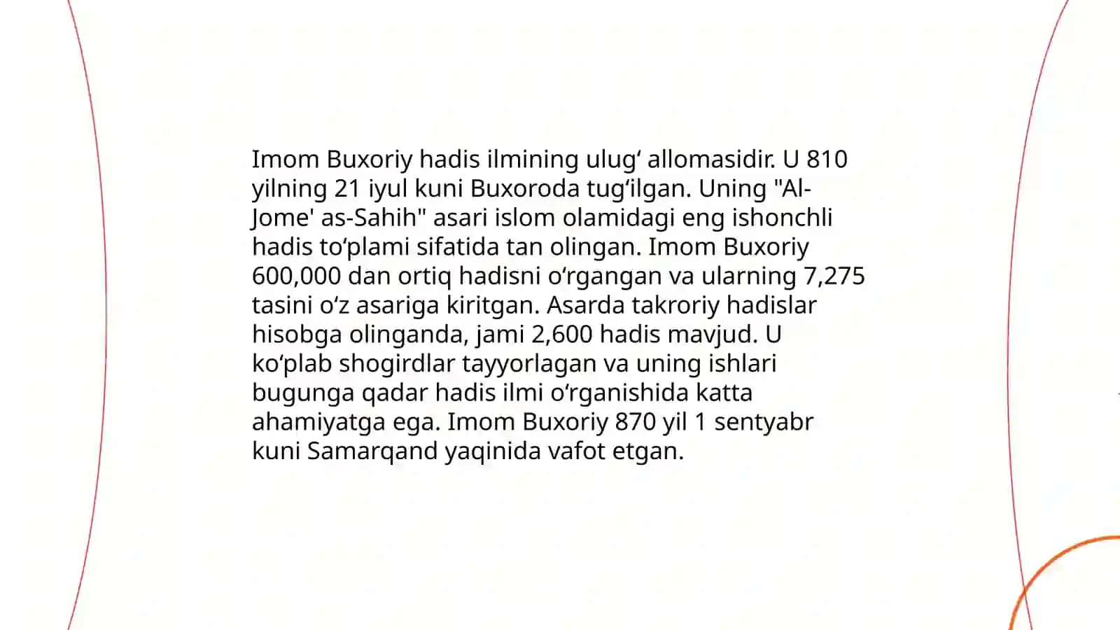 Imom Buxoriy va Imom Termiziyning Hadis ilmiga qoʻshgan hissalari 3