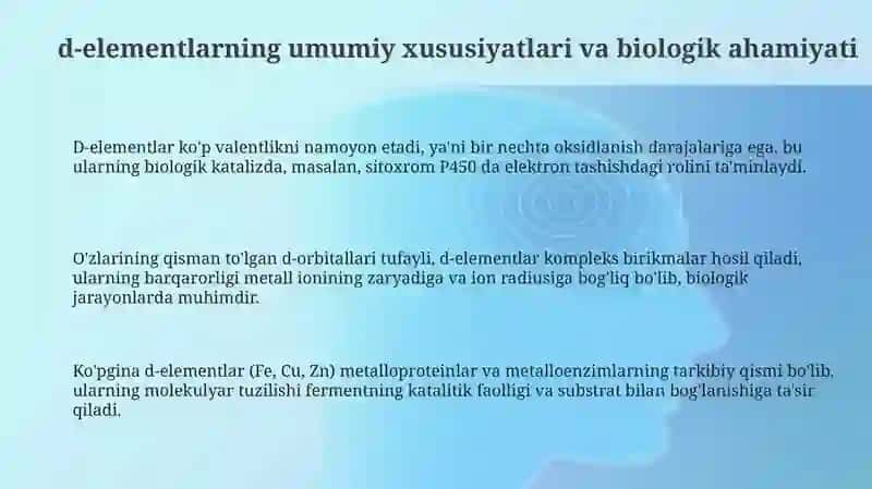 D-elementlarning biologik roli (o'tish elementlari) 3