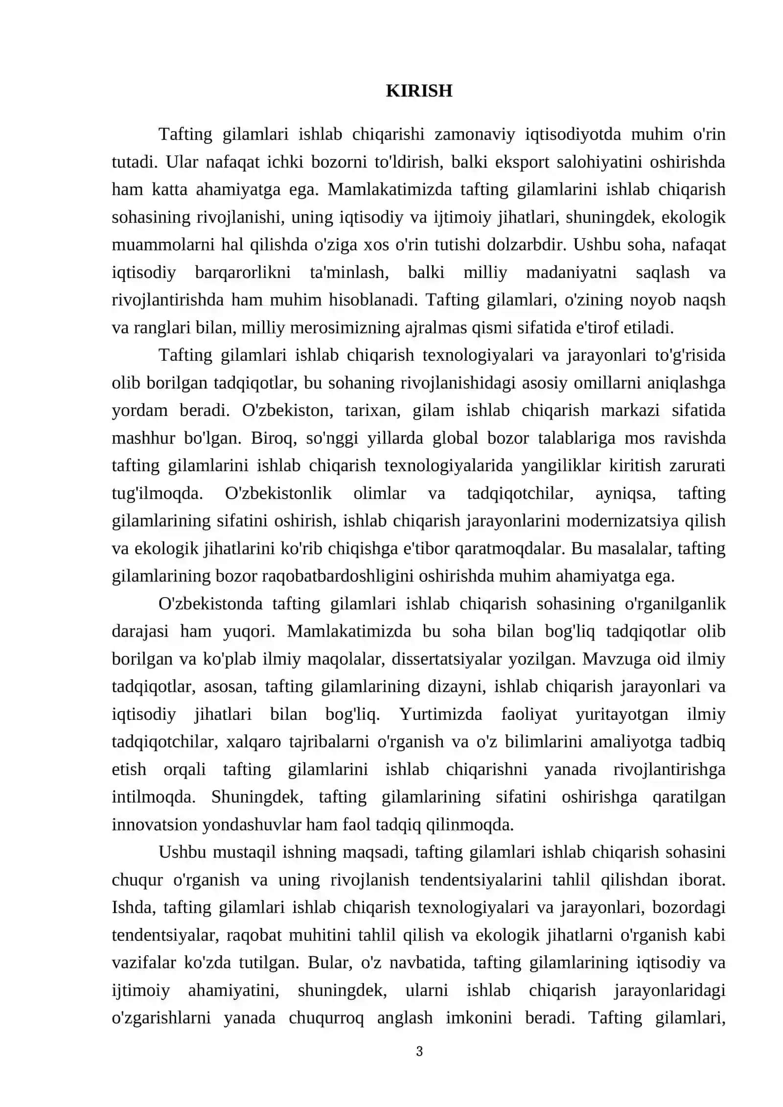 Tafting gilamlari ishlab chiqarishni rivojlanishi 3