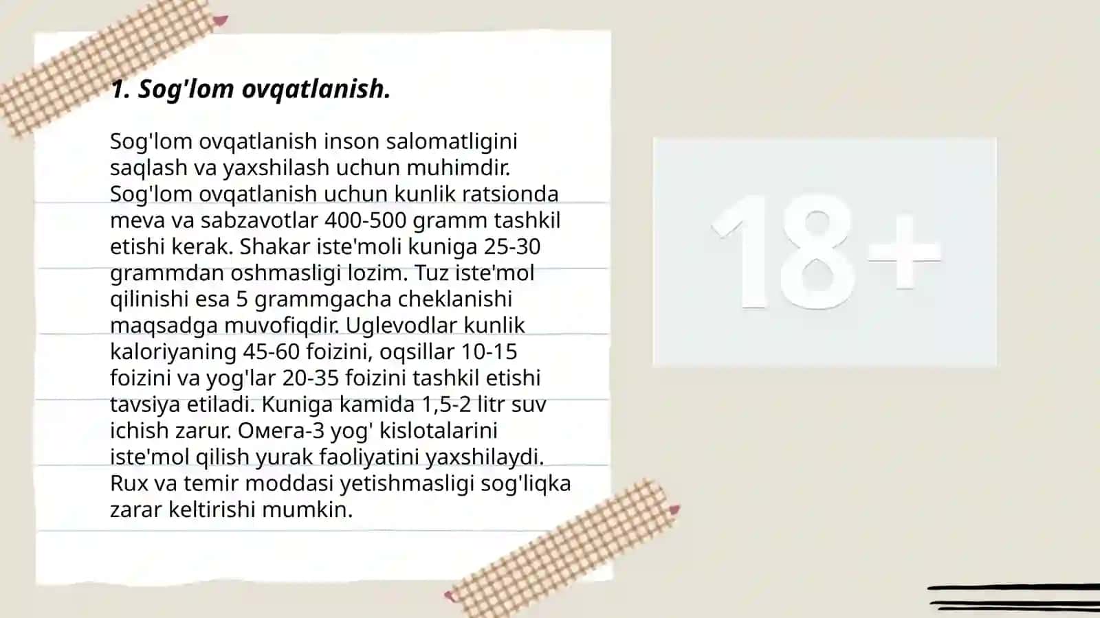 Xavfsiz turmush tarzini shakllantirish omillari 3
