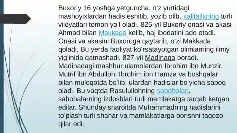 Imom Buxoriy va Imom Termiziylarning hadis ilmiga qoʻshgan hissalarini qiyosiy tahlil qilish 3