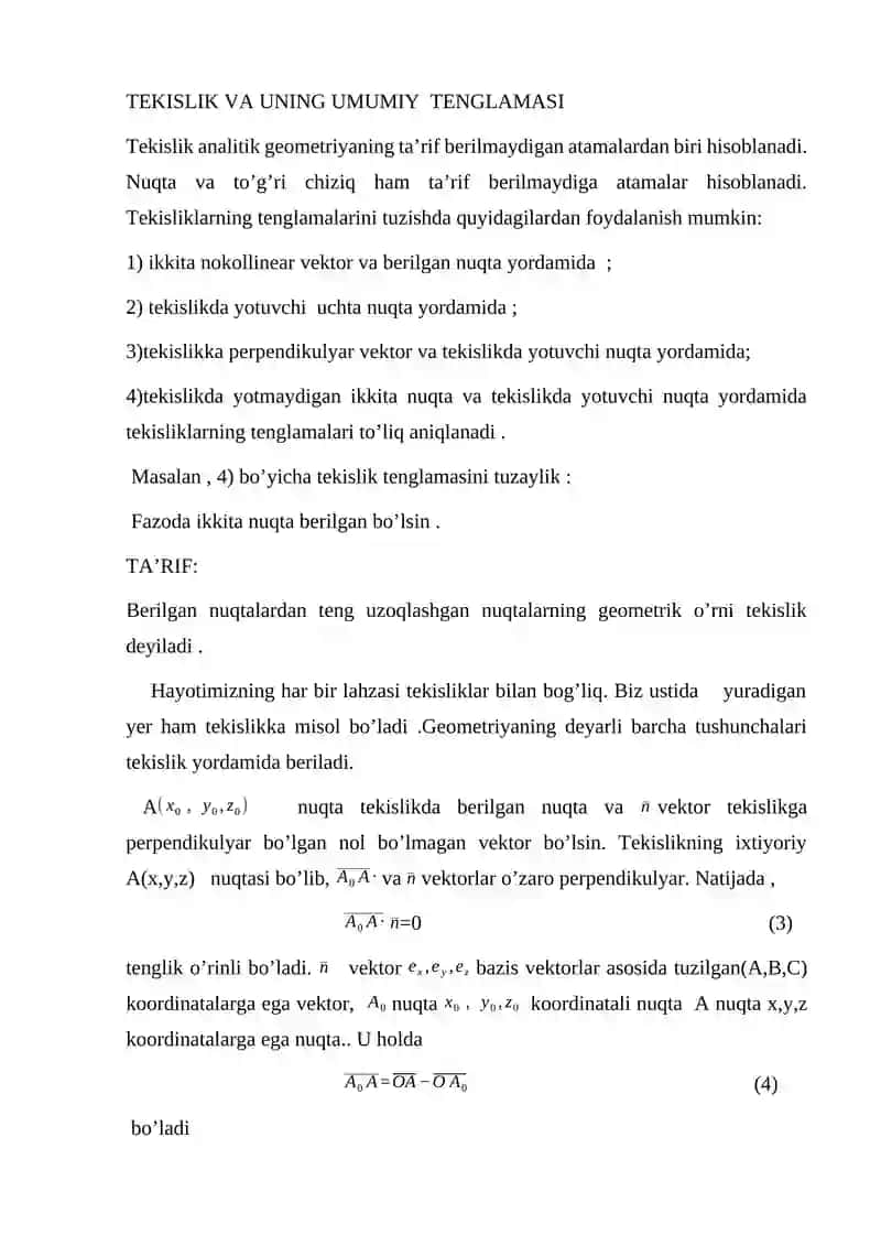 DEKART REPERIDA TEKISLIKKA DOIR BA’ZI MASALALAR 3