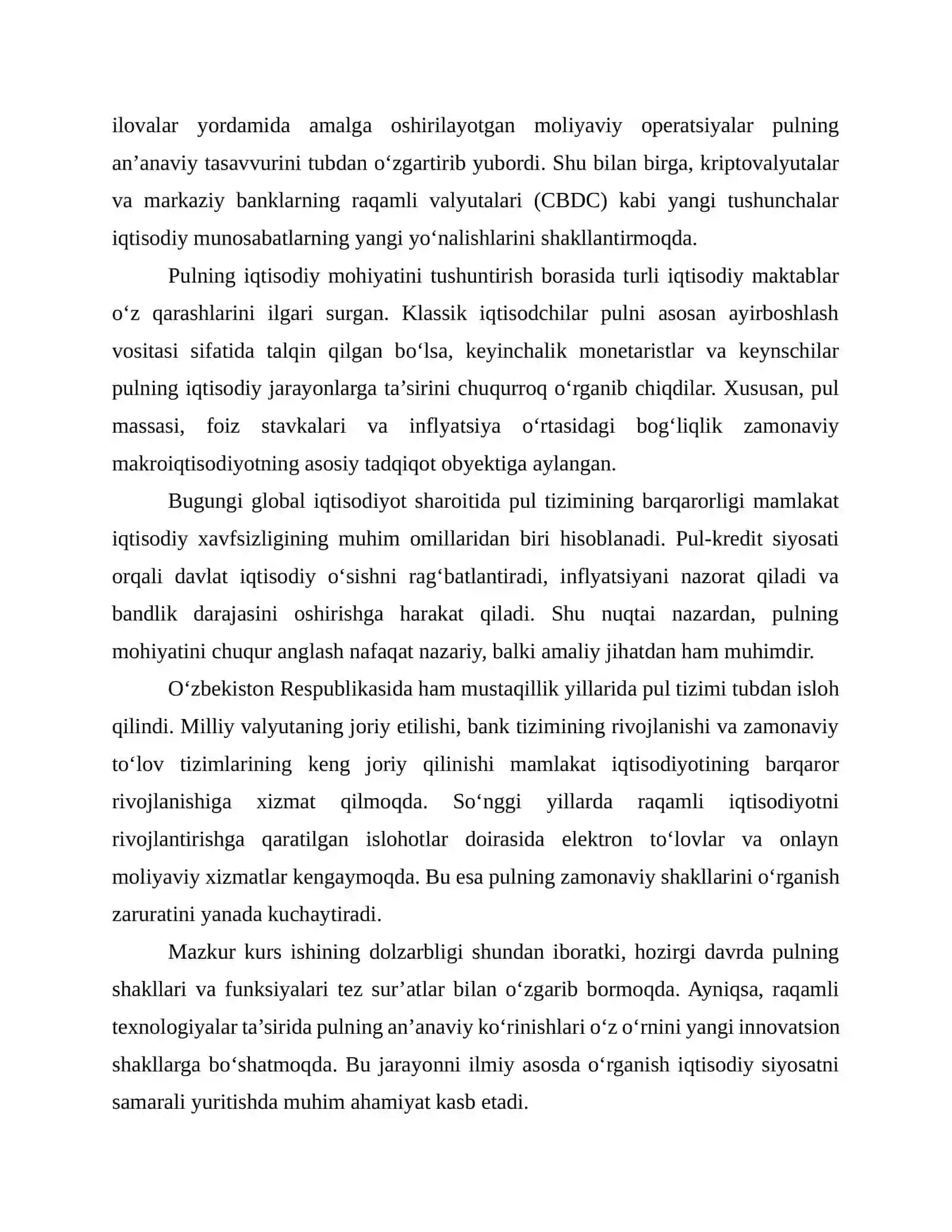 Pulning kelib chiqishi,mazmuni. Hozirgi zamon pulining tabiati va mazmuni kurs ishi 3
