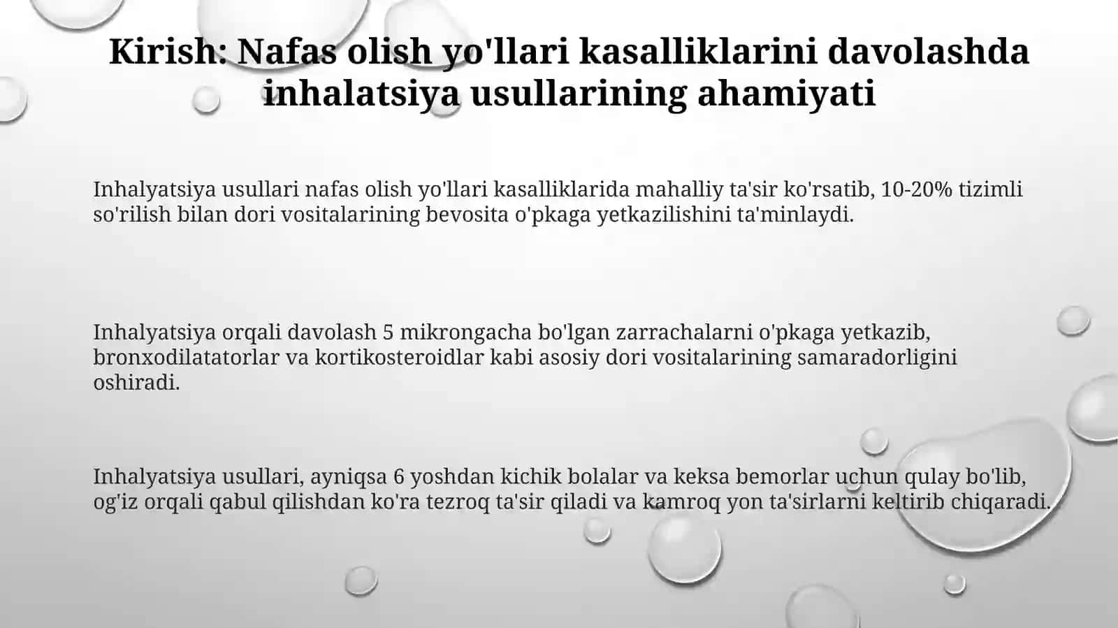 Nafas olish yo'llari kasalliklari uchun dori vositalarining zamonaviy ingalasyon usullari 3