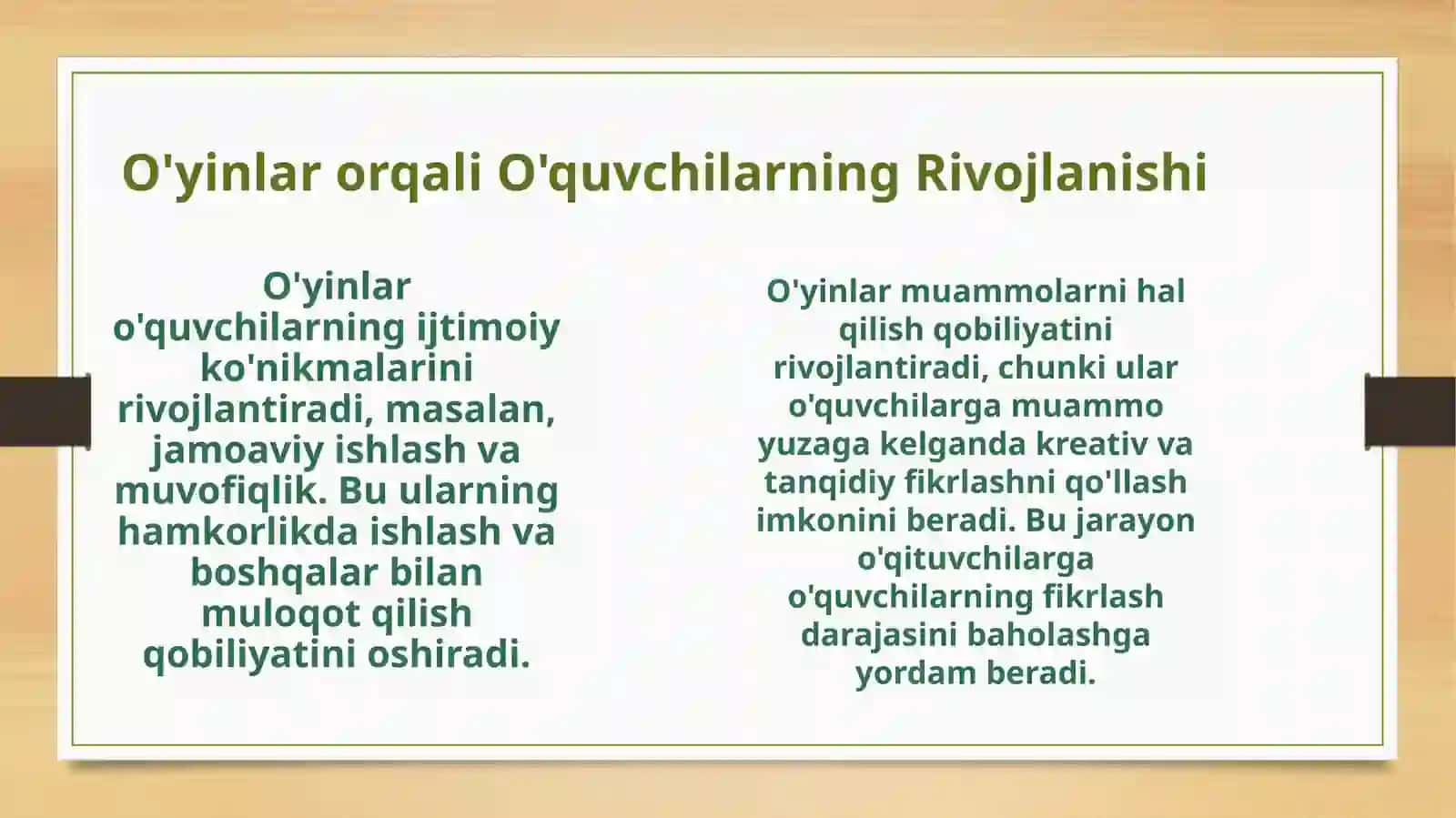 Boshlangʻichtaʼlimtabiiyfanlaridarslaridadidaktiko`yinoʻquvmunozaralar 3